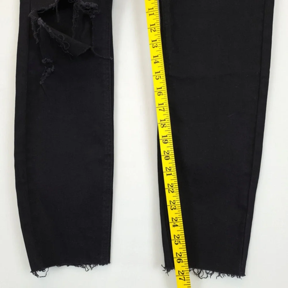 Cavalli Class Black Mid Rise‎ Jeans Ultra Slim Women 30 Distressed Raw Hem Edgy